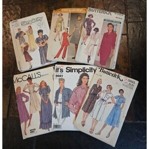 Vintage Sewing Pattern Lot Simplicity Butterick McCalls 70s 80s Dress 6pc DIY